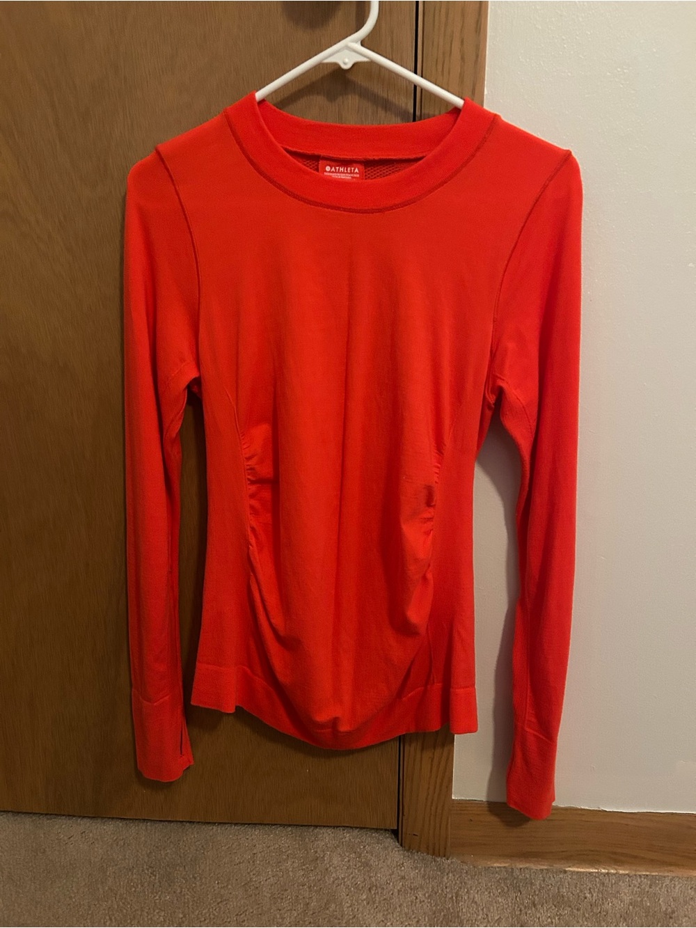 Athleta Long-Sleeve Crewneck Top in Bright Orange-Red